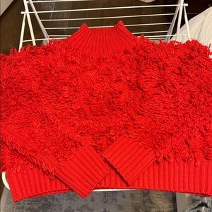 Maeve Vibrant Red Textured Cowl Sweater